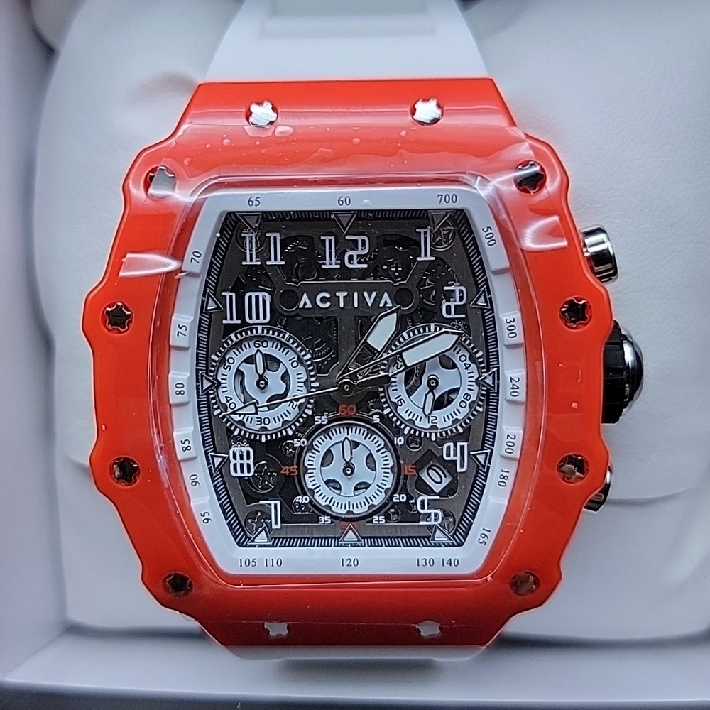 Activa Essentials ACW2305-022 Men's Watch Skeleton 44.3mm Red White Chronograph